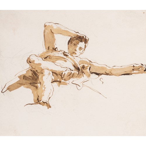 A Study for a Ceiling: A Seated Draped Figure, Seen from Below